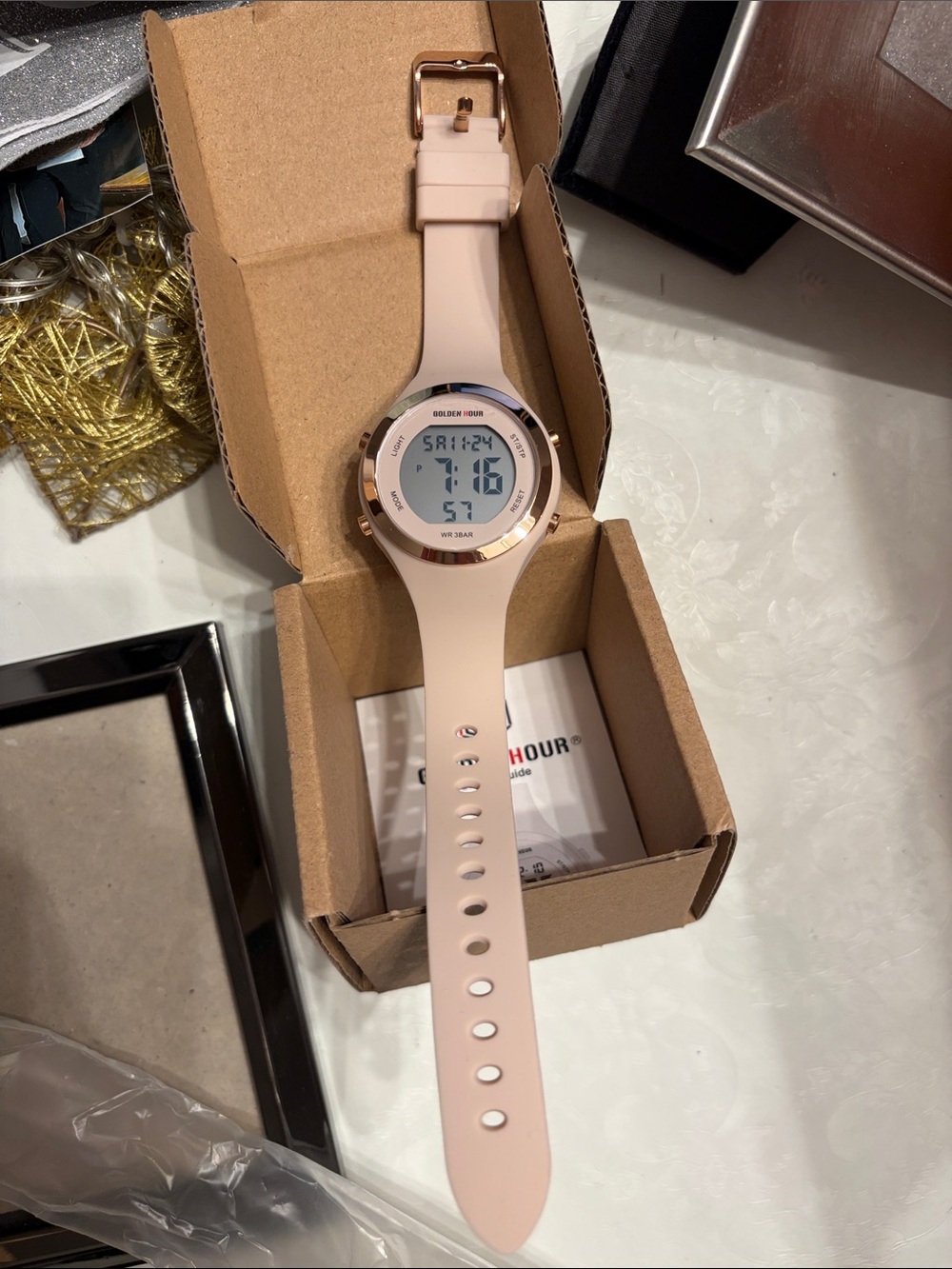 Golden Hour Digital Sport Watch - Pink Silicone Strap NIB